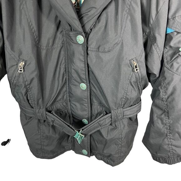 Vintage 1990’s Skiing Passport Black Aztec Embroidered And Embellished Jacket - Picture 4 of 16